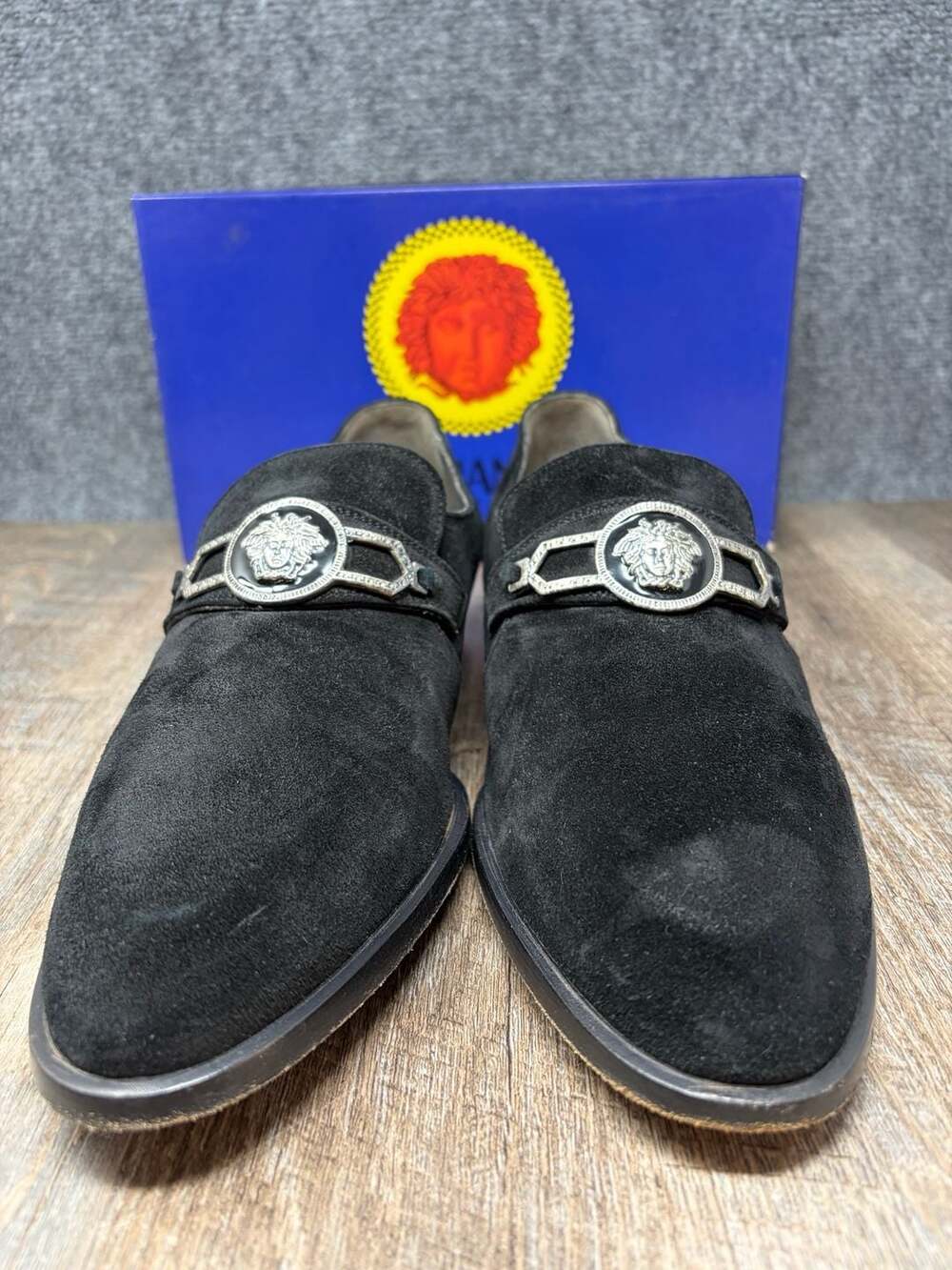 Gianni Versace Men's Black Suede Medusa Head Hardware Dress Loafers Shoes SZ-10 - Picture 6 of 16